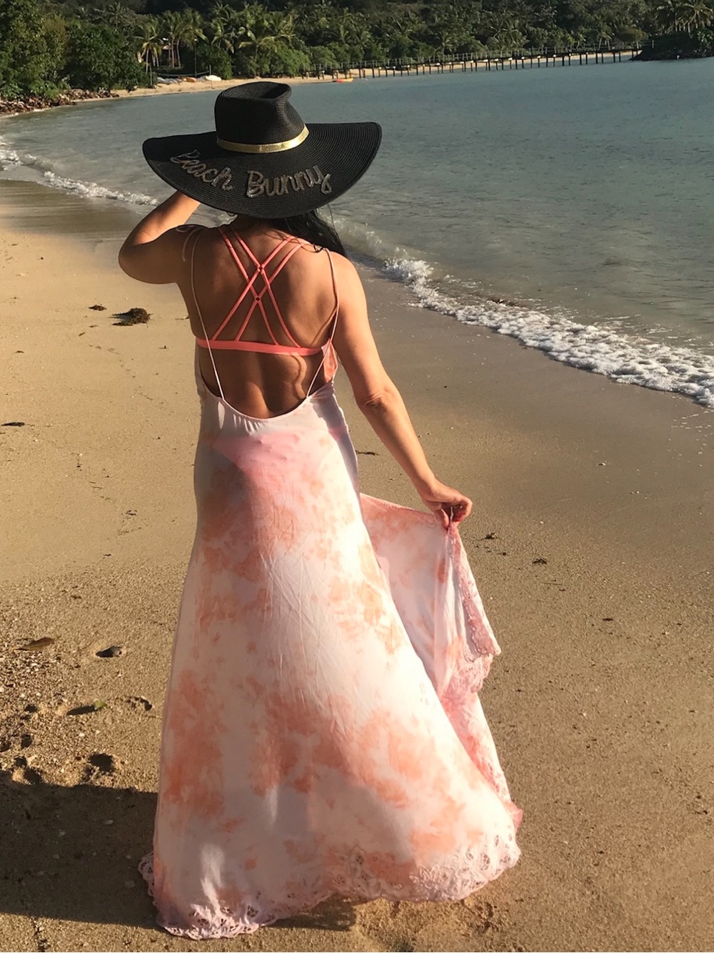 Beach Bunny Pink Tie Dye Lace Maxi Swim Cover Up Dress Size S New